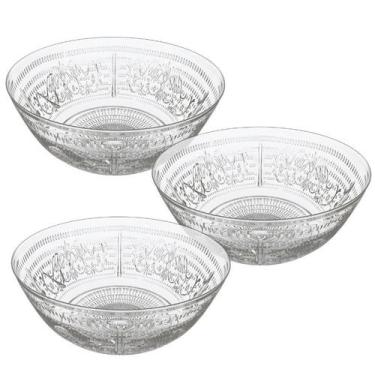 Imagem de Kit 3 Tigela Bowl Mandala De Vidro Travessa Redonda Sobremesa Fruta Sa