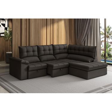 Imagem de Sofá de Canto Luizzi Capri Slim 2.90m Estrutura Madeira Maciça Espuma D28