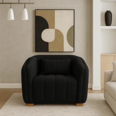 Imagem de Poltrona Decorativa Lilian Veludo Preto SJ Móveis e Decoração