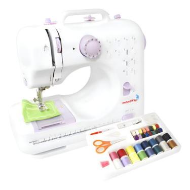 Imagem de Máquina de Costura Elétrica Portátil 12 Pontos Kit Agulhas Pedal Luz A