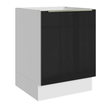 Imagem de Balcão De Cozinha 60 Cm 1 Porta (sem Tampo) Branco/preto Lux Madesa Br