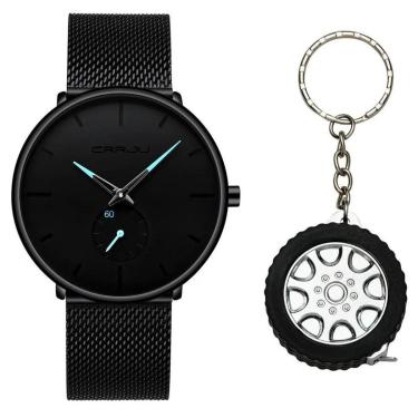 Imagem de Relógio Ultra Fino Masculino Luxo Casual + Chaveiro Trena-Masculino