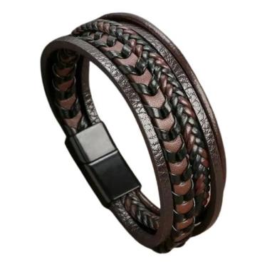 Imagem de Bracelete Pulseira Masculino Minimalist Couro Executivo Luxo - Vinkin