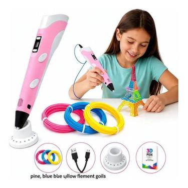 Imagem de Caneta Impressora 3d Profissional Infantil com Refil de Filamento, Ros