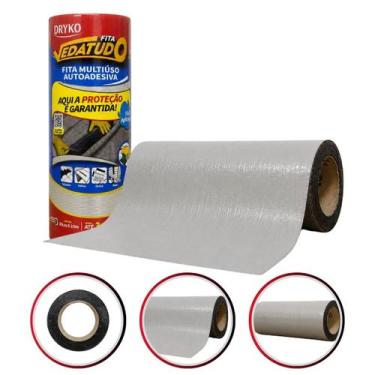 Imagem de Fita Multiuso Autoadesiva Vedatudo Dryko Cinza 30cm x 10m Vedação Impe