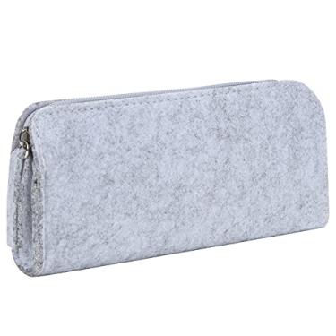 Imagem de Bolsa de caneta, bolsa de lápis de feltro leve para estudantes para adultos para escola(Saco de armazenamento cinza claro)
