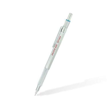 Imagem de Pacific Arc Lapiseira cromada de metal com cilindro de prata de 0,5 mm com indicador de grau de grafite embutido, suporte para esboços, esboços e desenhos