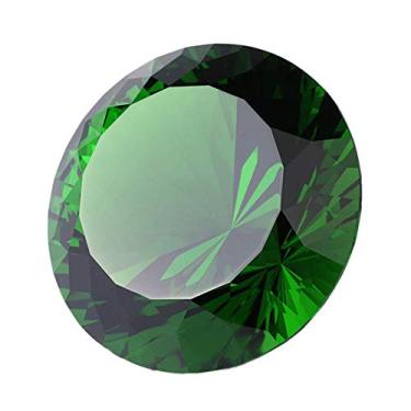 Imagem de Decoração em forma de diamante de vidro cristal 80 mm Peso em papel joia, ideia de decoração de presente para o Natal, Ação de Graças, Verde