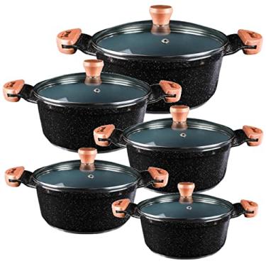 Imagem de Jogo Panela Preto Liso Antiaderente Cerâmica Javali AM 16a24