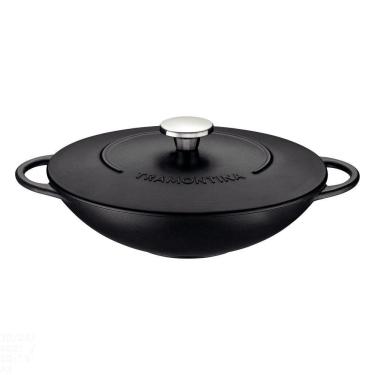 Imagem de Wok Tramontina Trento em Ferro Esmaltado com Revestimento Interno em Antiaderente Starflon Excellent 32 cm 5 L Tramontina