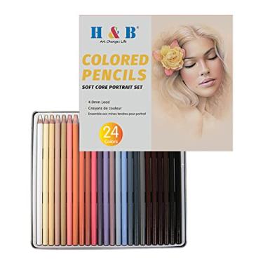 Imagem de Wemay Conjunto de lápis H&B 24 cores Material de arte Personagem Tom de pele Ferramenta de desenho de retrato a lápis de cor oleosa Grande presente para adultos, alunos, iniciantes e artistas