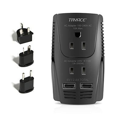 Imagem de Conversor de voltagem 2000W 220V a 110V voltagem diminuída para secador de cabelo, alisador, ferro de ondular, laptop, conversor de energia com USB de 2 portas e adaptador de tomada UK/AU/US/EU 10A