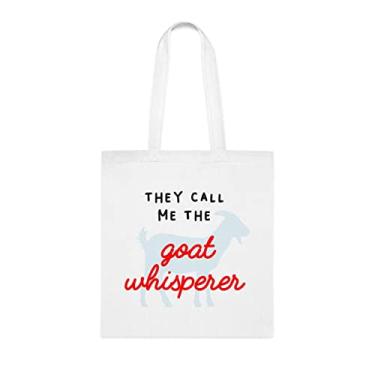 Imagem de They Call Me The Goat Whisperer, sacola divertida, bolsa de ombro, bolsas reutilizáveis, cesta de Natal de aniversário, ideia de presente, Branco