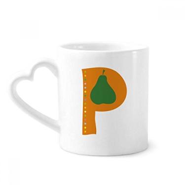 Imagem de P Alfabeto pera fruta padrão bonito caneca café cerâmica copo de coração de vidro