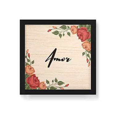 Imagem de Arte Maníacos Quadro Decorativo em Madeira Amor Flores - 30x30cm (Moldura caixa em laca preta)