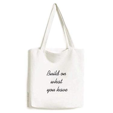 Imagem de Build On What You Have Inspirational Tote Canvas Bag Shopping Satchel Casual Bolsa