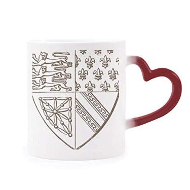 Imagem de Caneca preta branca barroca com estampa de escudo de leão sensível ao calor Caneca vermelha que muda de cor