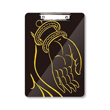 Imagem de Budismo Preto Amarelo, Padrão de Mão Prancheta Pasta, Bloco de Escrita Placa de Apoio A4
