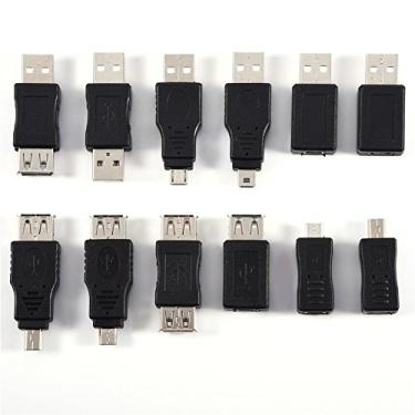 Imagem de Kit adaptador USB de 12 peças, conversor adaptador USB2.0, adaptador USB 2.0 de alta velocidade micro / mini adaptador de conector macho fêmea, compatível com USB 1.1/1.0