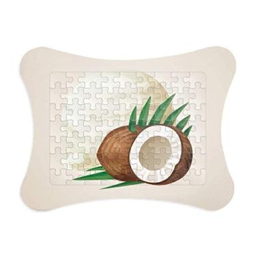 Imagem de Moldura de quebra-cabeça de picolés de coco com folhas de sorvete de coco, enfeite de jogo de quebra-cabeça