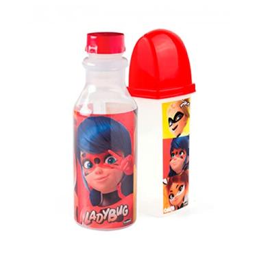 Imagem de Kit Escolar Garrafa de Água Infantil 500 ML e Porta Escova de Dente Infantil Plasutil COR:LadyBug