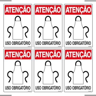 Imagem de Combo 6 Placas De Sinalização Atenção Avental Uso Obrigatório 20x30 Ekomunike - S-207/1 F9e