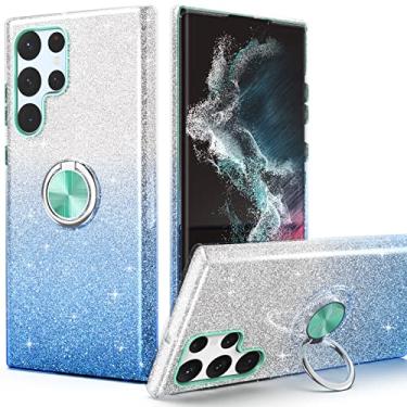Imagem de PeeTep Capa para Galaxy S23 Ultra, Capa Slim Fit Glitter Brilhante com Suporte de Anel de 360° Suporte Magnético para Carro Absorvente de Choque Capa Durável para Galaxy S23 Ultra 17.3 cm para Meninas
