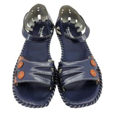 Imagem de Sandalia Feminina Ortopedica Couro Rasteirinha Artesanal Confortável Cor-Feminino