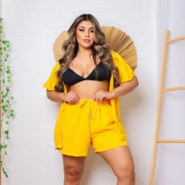 Imagem de Conjunto Feminino Kimono/Cardigan e Short Plus Size - Julia-Feminino