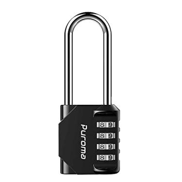 Imagem de Puroma 1 pacote com cadeado de 6 cm de comprimento com combinação de manilha de 4 dígitos para ambientes externos à prova d'água para trava de ferrolho, armário esportivo, cerca, portão, caixa de