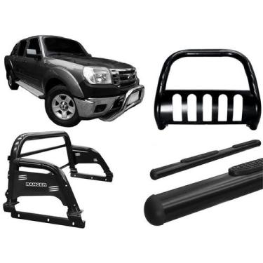 Imagem de Kit Quebra Mato Estribo Oval Santo Antônio H3 Ranger 97/12 Preto - HOZ