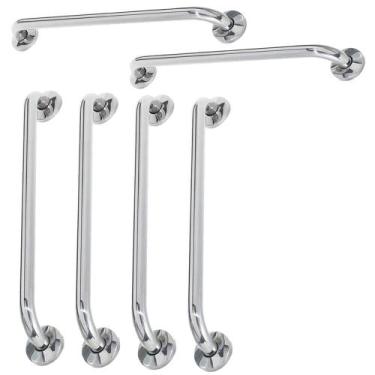 Imagem de Alça Barra de Apoio Corrimao 70cm 80cm Kit 6 Unidades Suporte Acessibi