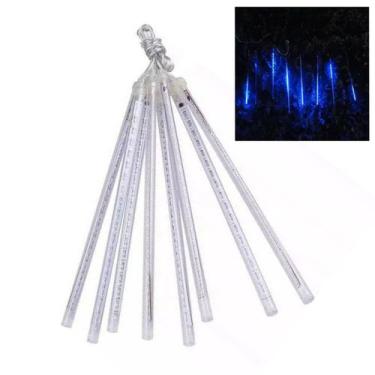 Imagem de Cascata Chuva de Neve Natal 108 LEDs 8 Tubos Enfeite Natalino Pisca Pi