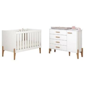Imagem de Jogo Quarto de Bebê Berço Mini Cama Gaveteiro Iris 100%MDF - Moveis Es