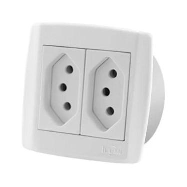 Imagem de Tomada Dupla 10a P/ Móveis Ilumi Slim Branca Nbr 14136