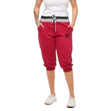Imagem de Bermuda de moletom feminina saruel skinny - b1w - Wooks, Vermelho, PP