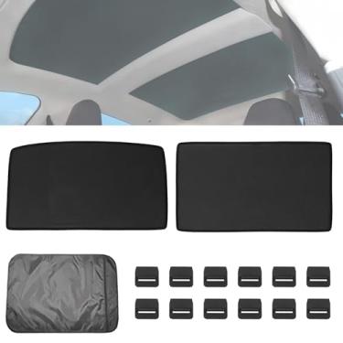 Imagem de LEPEVNEY 2021 2020 2019 2018 2017 2016 Tesla Model S Protetor solar de teto de vidro proteção contra raios UV, para-sol dobrável para janela superior para Tesla Model S