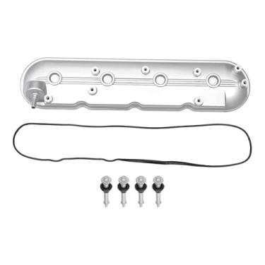 Imagem de Partuto Tampa da válvula do motor nº 12642655 Tampa do balancim da válvula do lado esquerdo para GMC Envoy 2009 Liga de alumínio tom prateado com parafuso de vedação