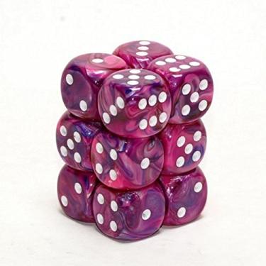 Imagem de Chessex Dice Conjuntos d6: violeta festiva com branco - 16 mm matriz de seis lados (12) bloco de dados