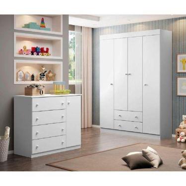 Imagem de Guarda Roupa 4 Portas Cômoda Com Porta 100% Mdf Livia Baby - Phoenix B