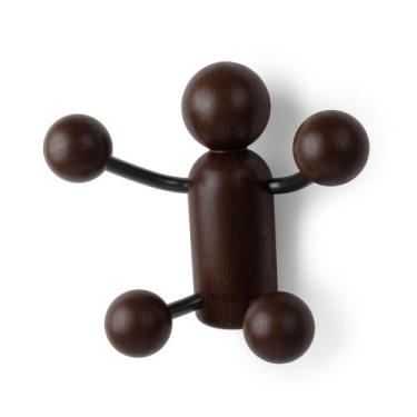 Imagem de Woody - cabideiro de parede preto e madeira escura - Umbra