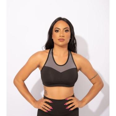 Imagem de Top Fitness Feminino Academia Treino Com Tela F7 NEW STYLE, Cinza, GG
