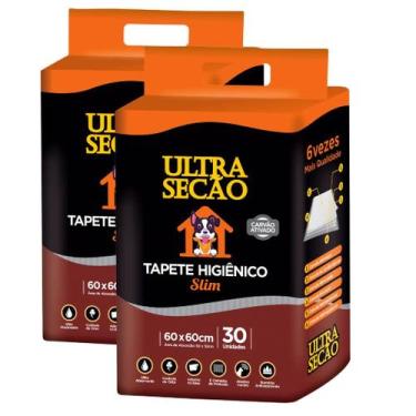 Imagem de KIT 2 Tapetes Higiênicos 60x60 Ultra Secão Carvão Ativado para Cães e 