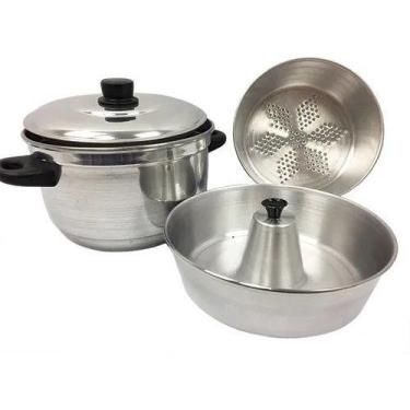 Imagem de Conjunto 3 x 1 Forma Pudim Banho Maria E Panela De Alumínio - ASC