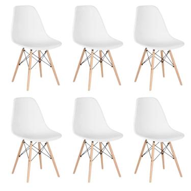 Imagem de Conjunto 6 Cadeiras para Sala de Jantar Eames Eiffel Dkr Branco