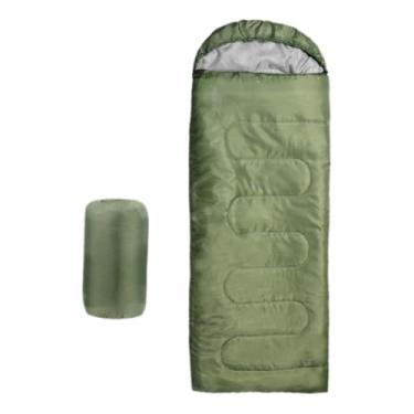Imagem de ZiDeTang Sacos de dormir de poliéster à prova d'água, quente, acampamento, caminhadas, viagens ao ar livre com sacos de compressão (verde, 1,8 kg)