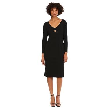 Imagem de Donna Morgan Vestido feminino de crepe com decote recortado, evento, festa, encontro, noite, convidada, Preto, 34