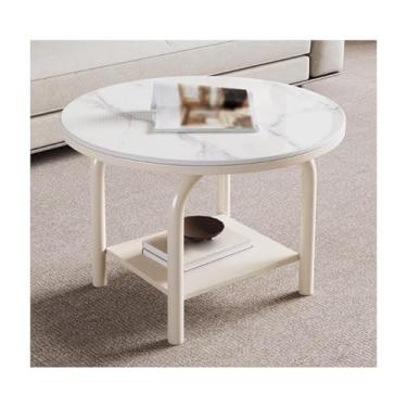 Imagem de Sofa Side Table，Living Room Bedroom Side Table，Small Coffee Table，Modern Side Table，Round Side Table，Storage Desk，for Living Room，Bedroom，Small Spaces ，Black，White，Gold(White,60*60*55cm/23.6*23.6*21.7