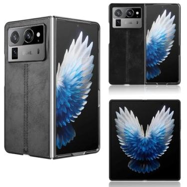 Imagem de Kukoufey Capas de telefone compatíveis com Tecno Phantom V Fold2, couro PU retrô, ultrafino, à prova de choque, compatível com Tecno Phantom V Fold 2 AE10-OP capa preta