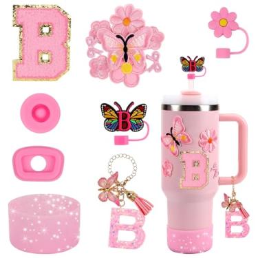 Imagem de Conjunto de acessórios de copo de 15 peças para copo Stanley Cup 850 g 1,134 g copo com alça, incluindo capa de canudo de silicone e bota, tampa à prova de derramamento, pingentes Stanley, pingente de